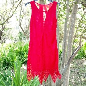 Lace Red Cocktail Midi
